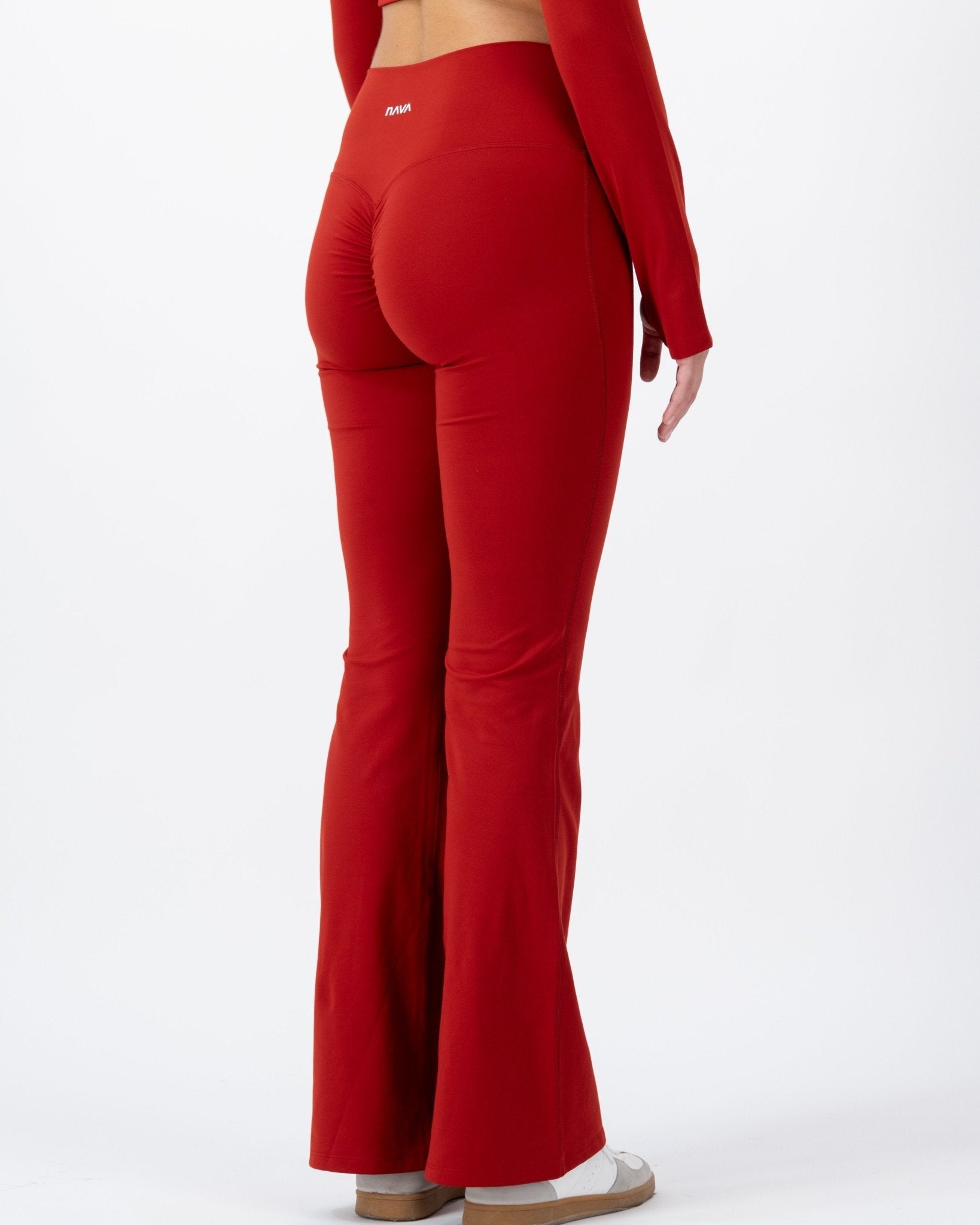 Flare High-Rise Leggings | Fire Opal – women’s activewear by NAVA