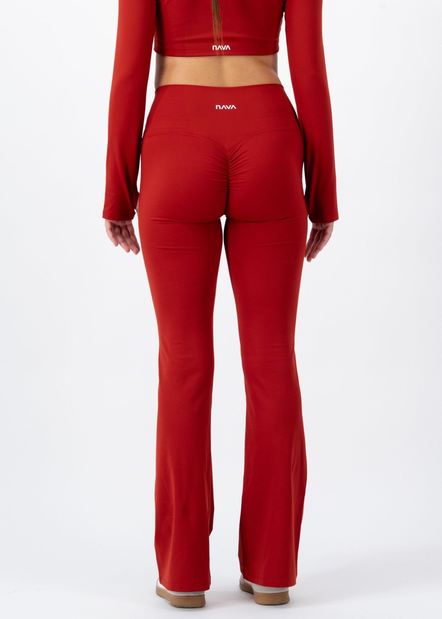 Flare High-Rise Leggings | Fire Opal – women’s activewear by NAVA