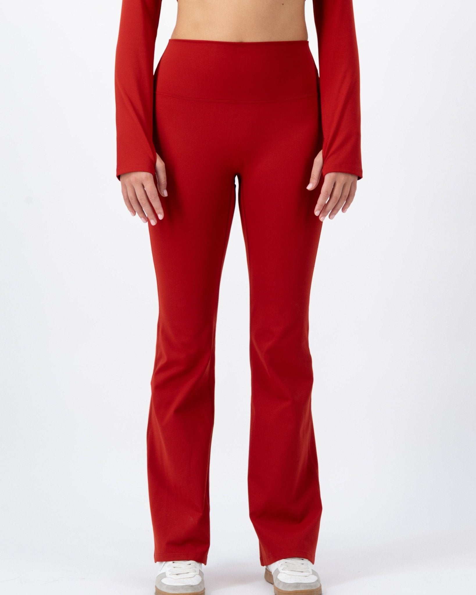 Flare High-Rise Leggings | Fire Opal – women’s activewear by NAVA