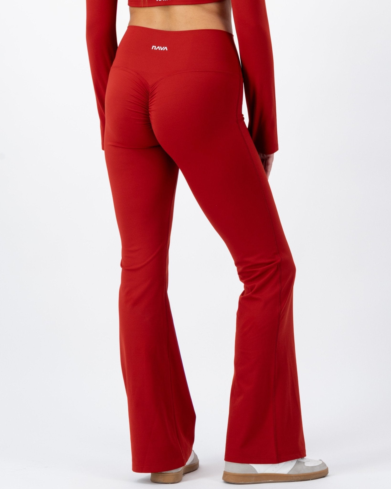 Flare High-Rise Leggings | Fire Opal – women’s activewear by NAVA