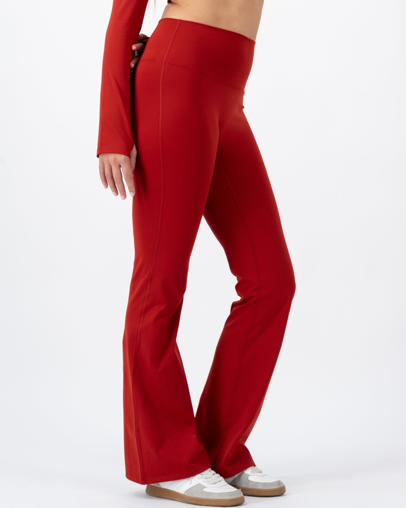 Flare High-Rise Leggings | Fire Opal – women’s activewear by NAVA