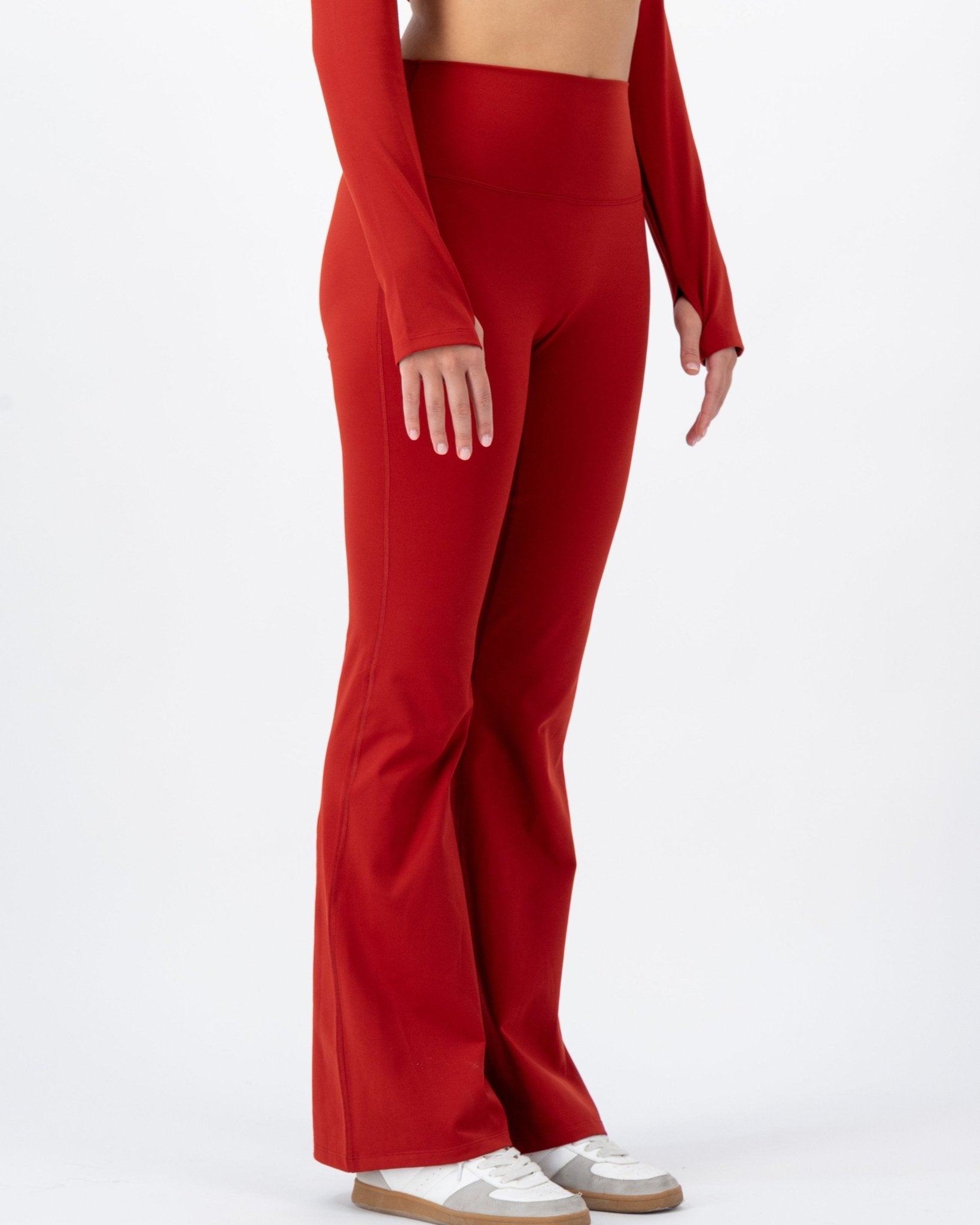 Flare High-Rise Leggings | Fire Opal – women’s activewear by NAVA