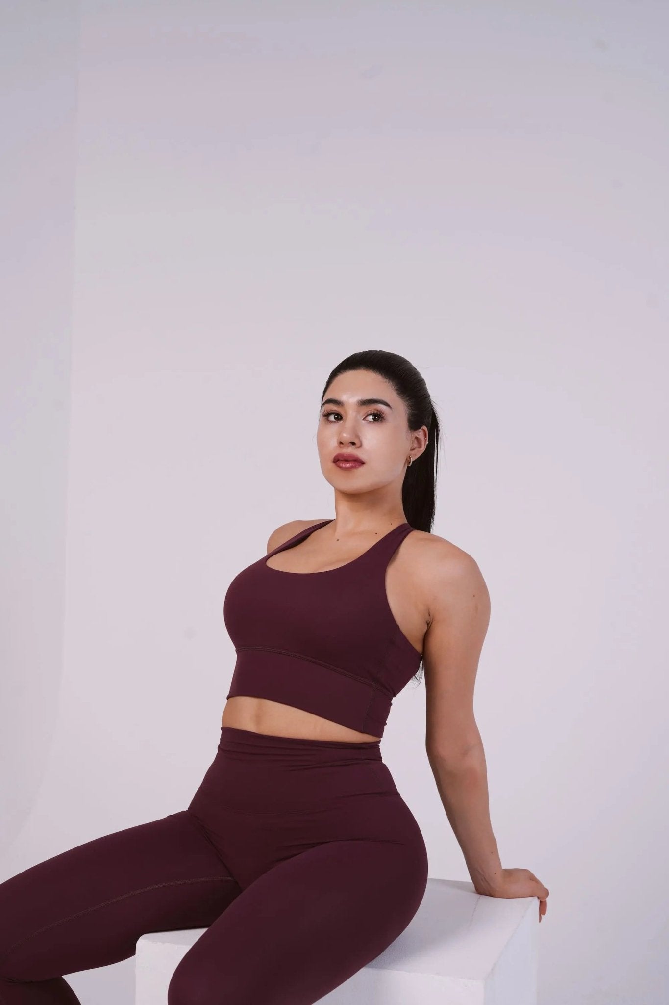 Solice Yoga Bra – Dark Garnet – women’s activewear by NAVA